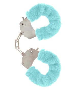 Manette in peluche color azzurro,per giochi erotici