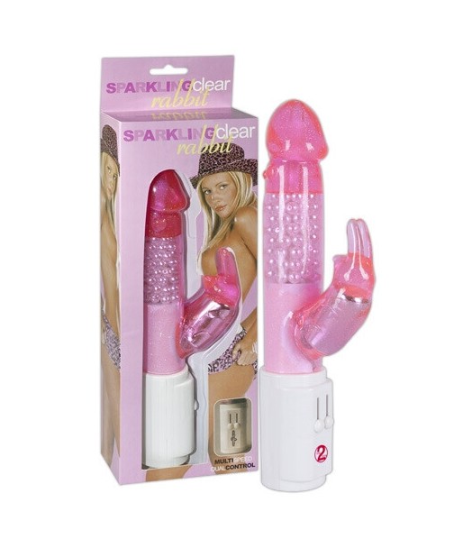 VIBRATORE 'SPARKLING CLEAR RABBIT' CON STIMOLATORE CLITORIDE